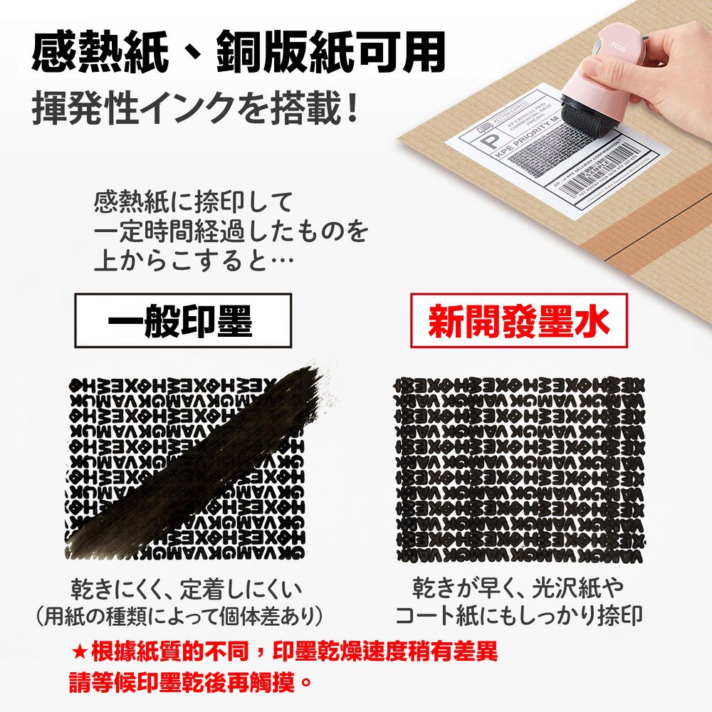 日本PLUS - 2合1拆刀+個資保護滾輪印章-紫-滾章寬度26mm 油性顏料（約可印500次）