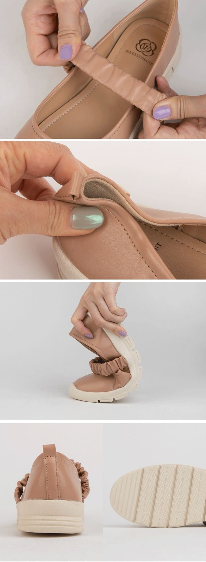 韓國 PINKELEPHANT - 柔軟皮革懶人平底包鞋(1.5cm)-淺粉