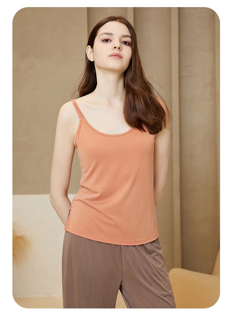 ALWAYS - 棉柔吊帶背心(附胸墊)-黑色