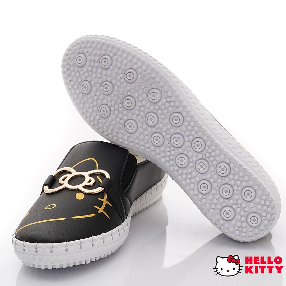 HELLO KITTY - 凱蒂貓皮質不對稱休閒鞋款(大童款)-黑