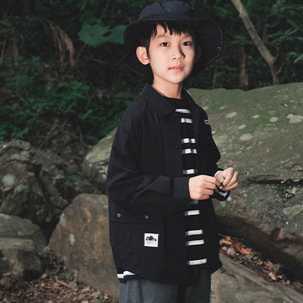 山系多口袋長袖襯衫-黑色