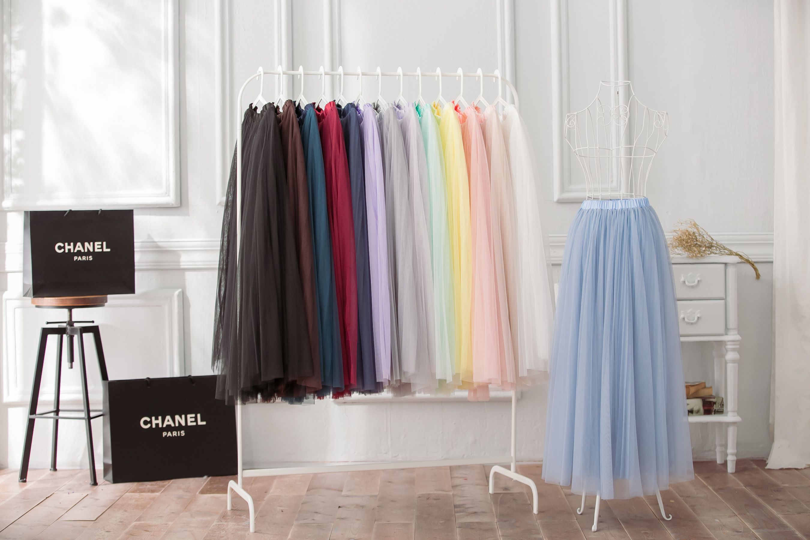 Peachy - 獨家訂製綿柔法式浪漫三層蓬紗裙-三層蓬版-午夜藍 (F)