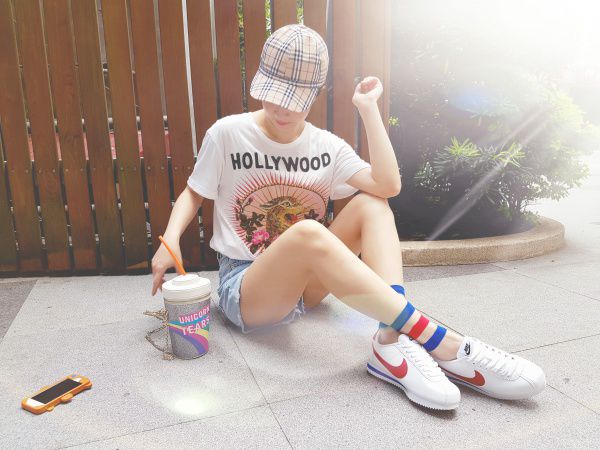 NIKE - Cortez GS 阿甘鞋(女)-白藍紅-剩24cm