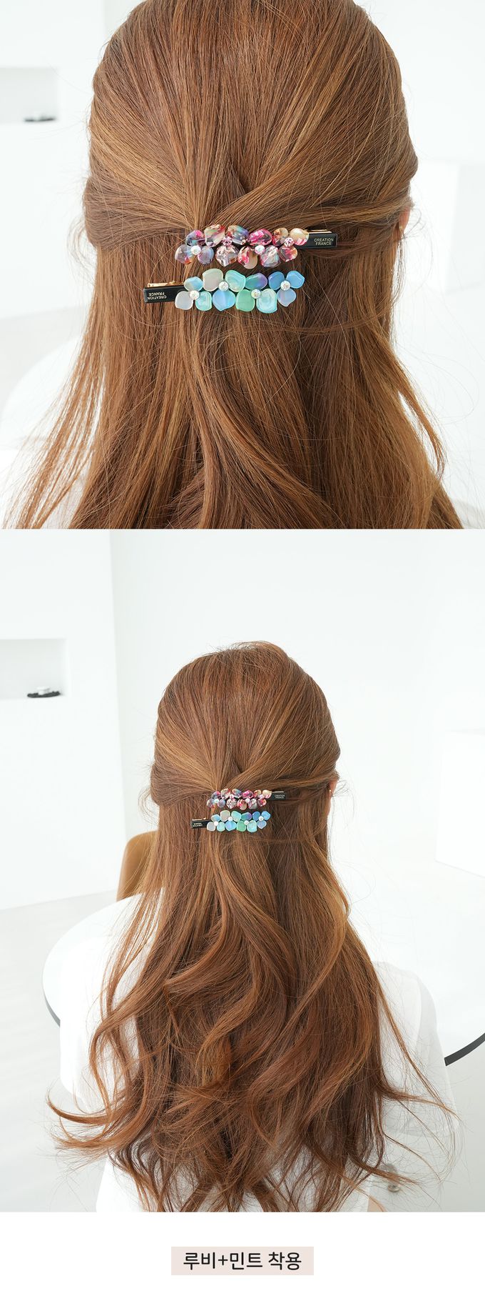 韓國 Soo&Soo - 正韓製CREATION FRANCE立體花朵髮夾-絢彩紅寶石