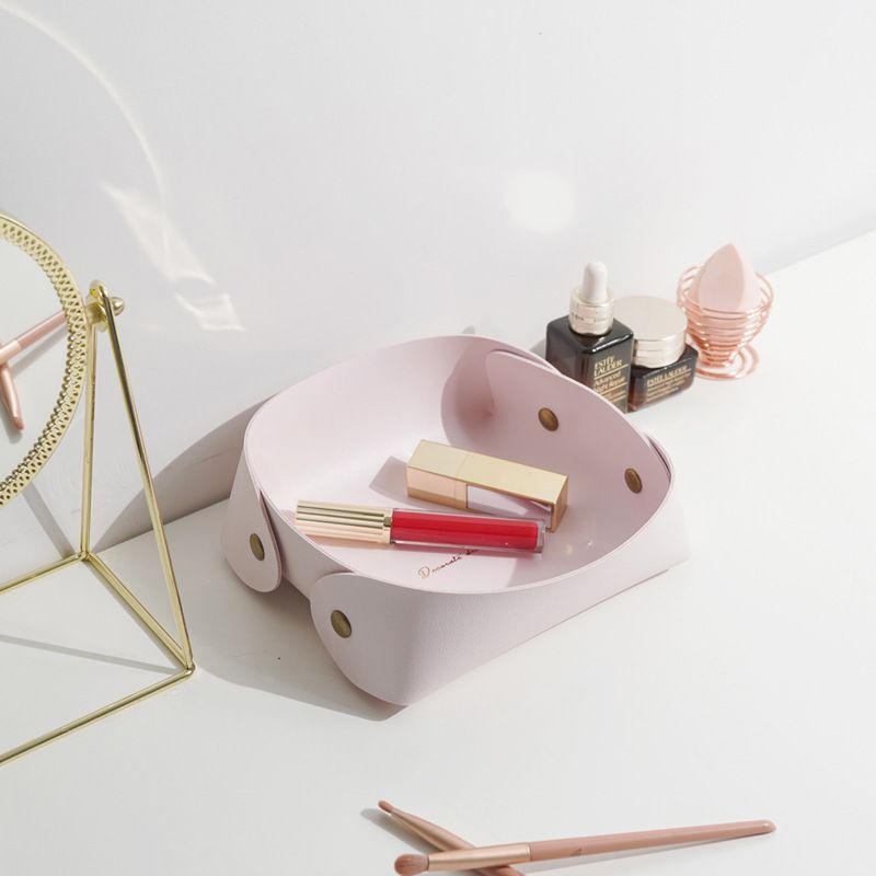 居家皮質收納盤-方形-深藍色