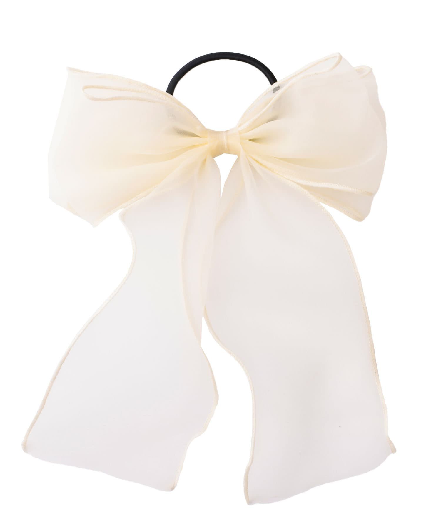 日本 Lattice - 夢幻薄紗蝴蝶結髮圈-珊瑚粉