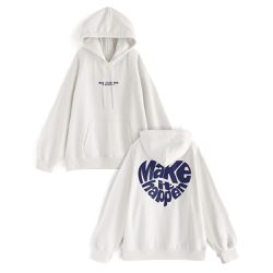 日本 GRL - 裏起毛心型英文標語長版帽T-象牙白 (F)