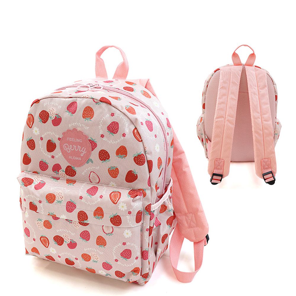 機能大容量童趣風減壓兒童背包(14L)-鮮嫩草莓-粉紅 (35x26x14cm)