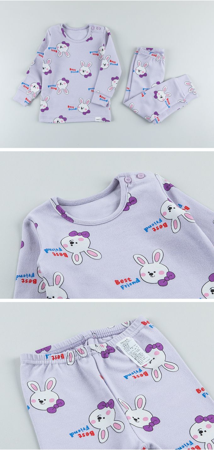 韓國 Cordi-i - 桃皮絨長袖家居服-白兔-紫