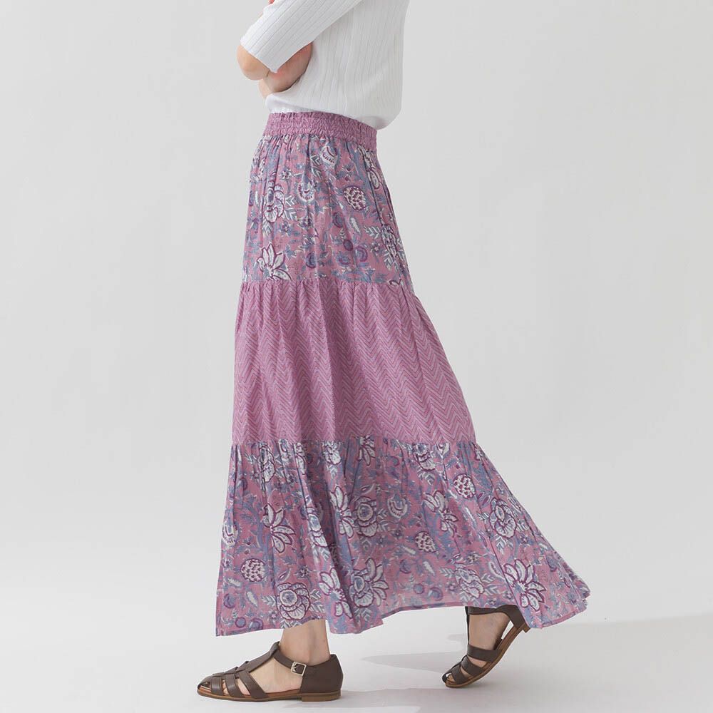 100%印度棉 奢華圖騰長裙-紫