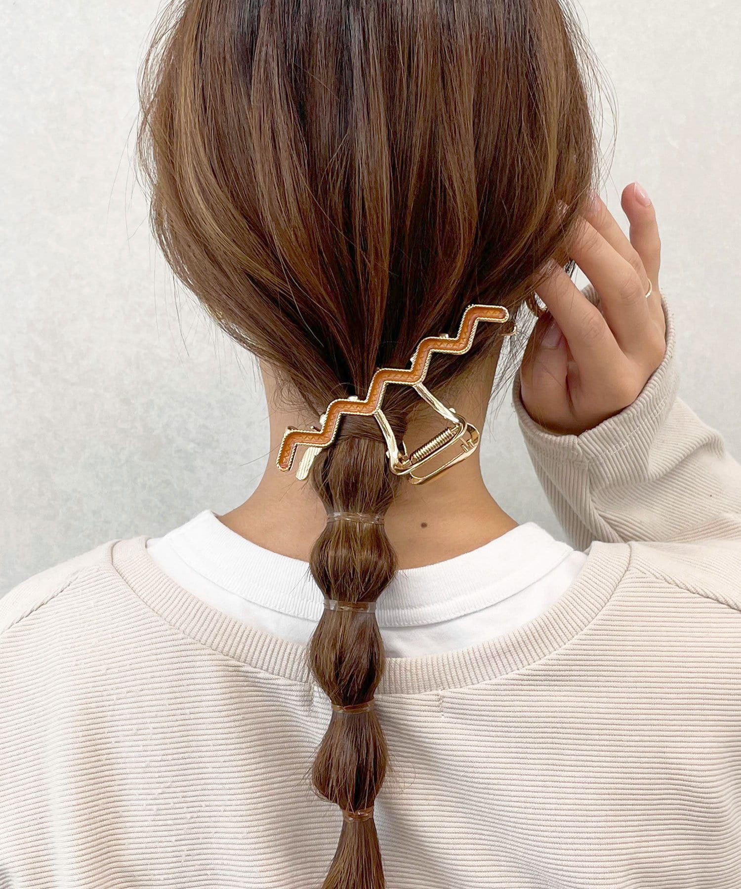 日本 Lattice - 頑皮線條金屬髮夾/鯊魚夾-草綠