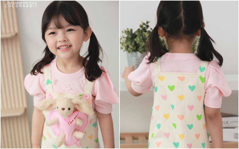 韓國 Coco rabbit - 公主袖花朵領上衣-淺粉紅