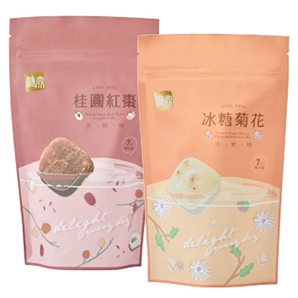 糖鼎黑糖磚 - 紅潤氣色組:冰糖菊花(小)+桂圓紅棗(小)-30g*7入/包*2