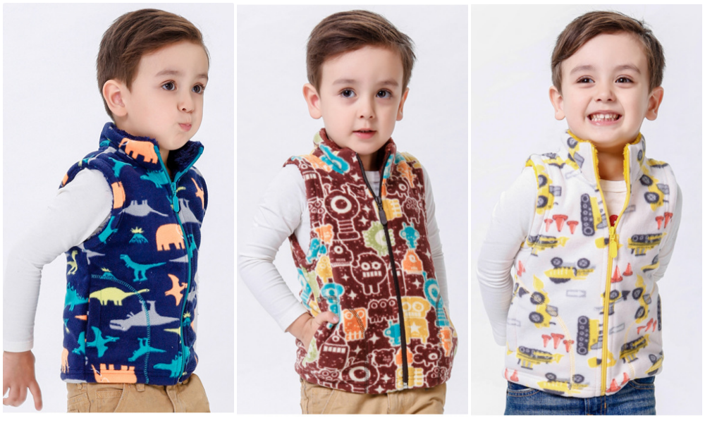 Fleece搖粒絨兒童外套-淺紫菱格紋