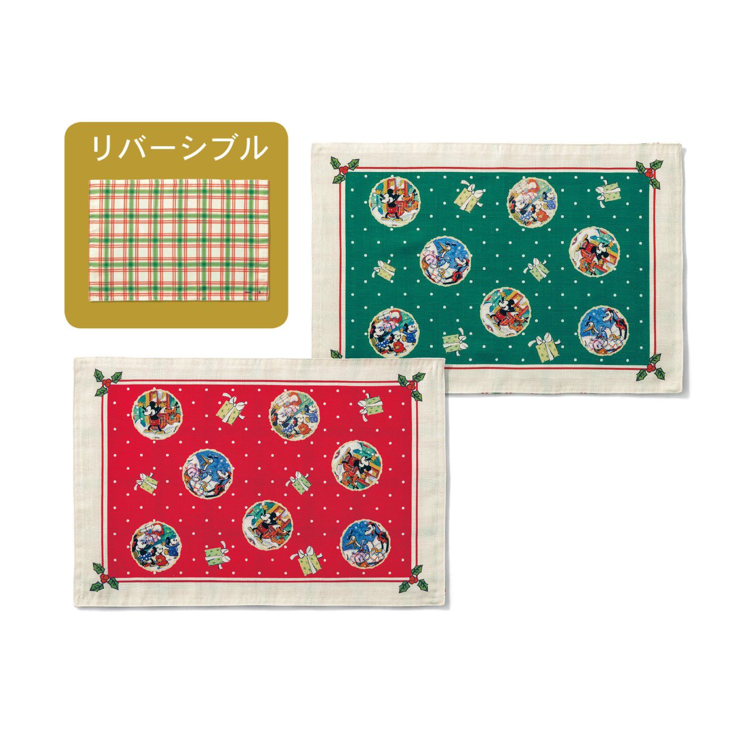 日本千趣會 - 迪士尼 防潑水餐墊兩入組-聖誕節-米奇與好友