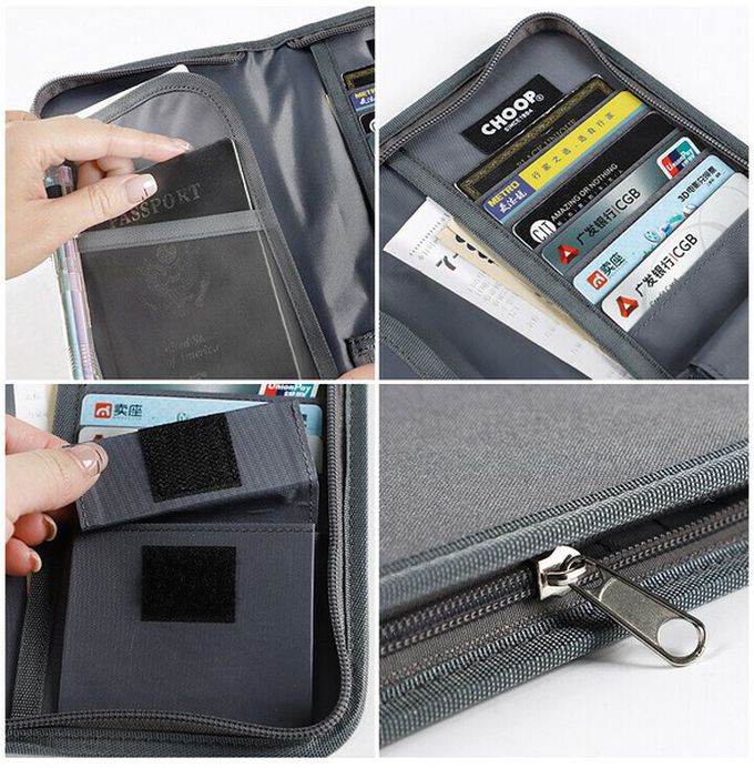 日本 LIZDAYS - 存摺護照卡片多用途收納包-(防盜設計)-黑