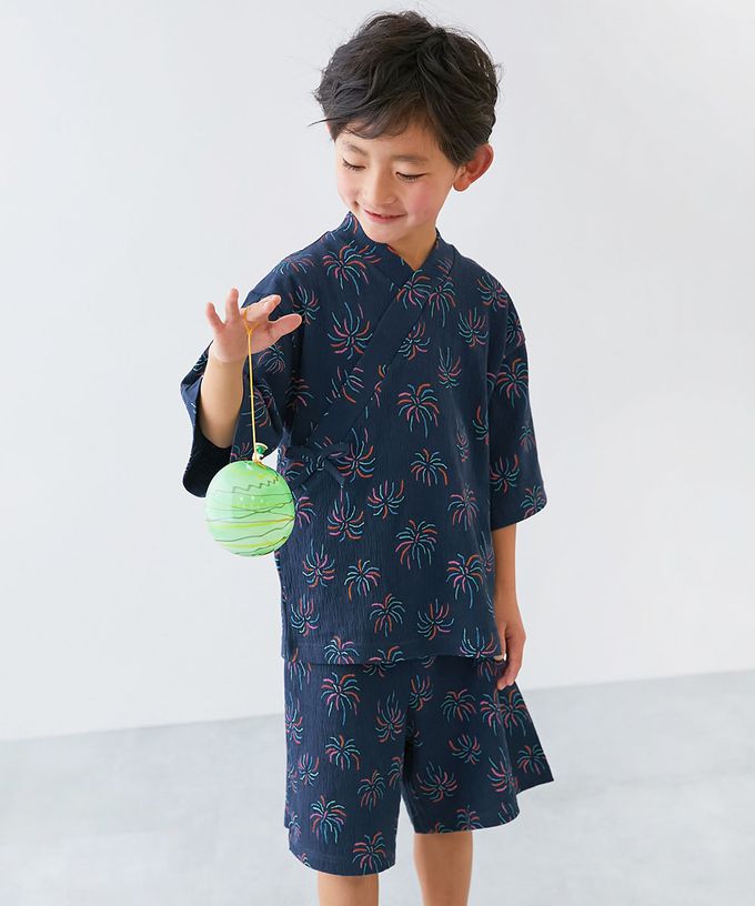 日本 devirock - 期間限定！夏日風情甚平套裝-麻紋-淺灰