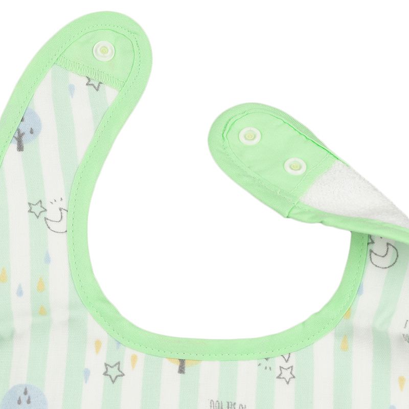 akachan honpo - 雙面毛巾布&棉紗圍兜3件組-藍色 (70cm～95cm)