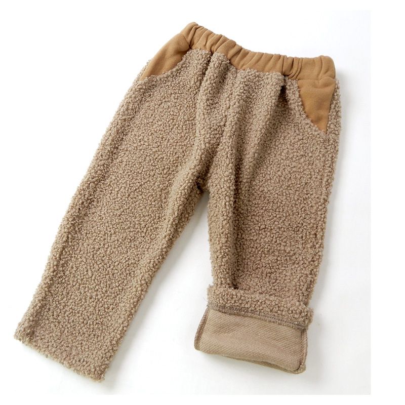 日本 ZOOLAND - 泰迪熊毛絨保暖長褲-兔子屁屁-桃粉