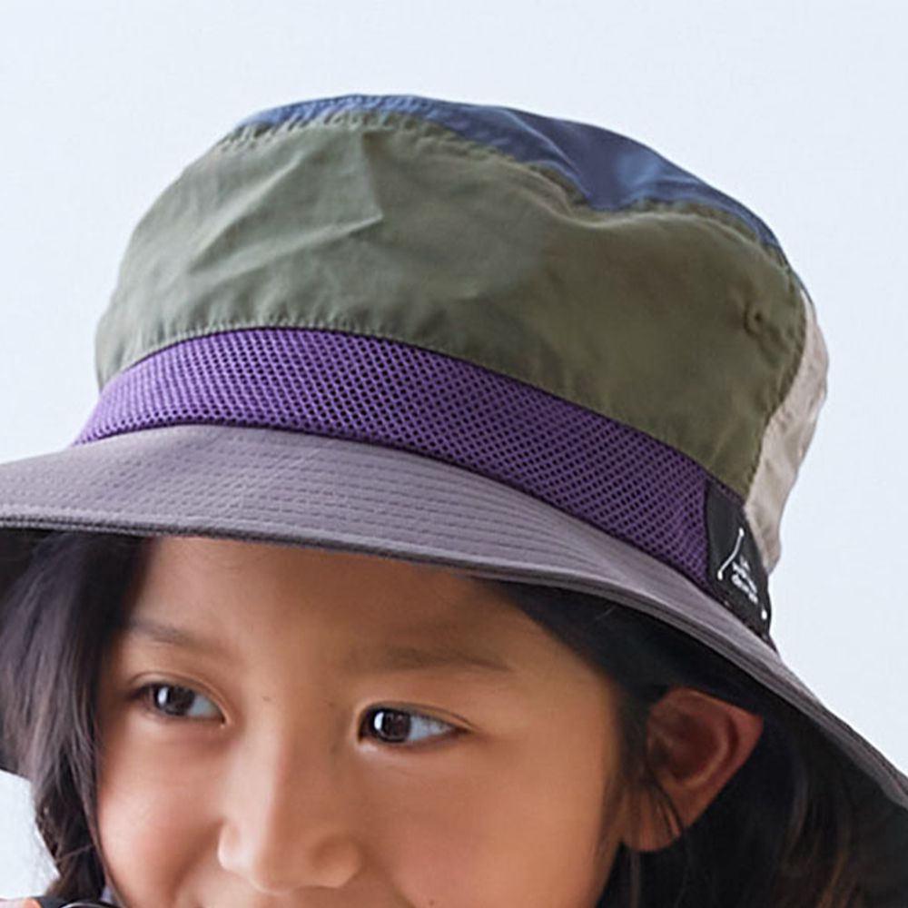 UVcut 防潑水蓋脖遮陽帽(可親子裝)-墨綠撞色