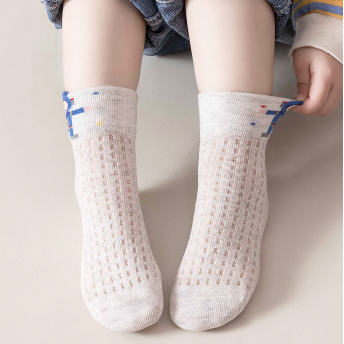 love, charlotte - 太空漫步網眼短筒棉襪-5 雙一組