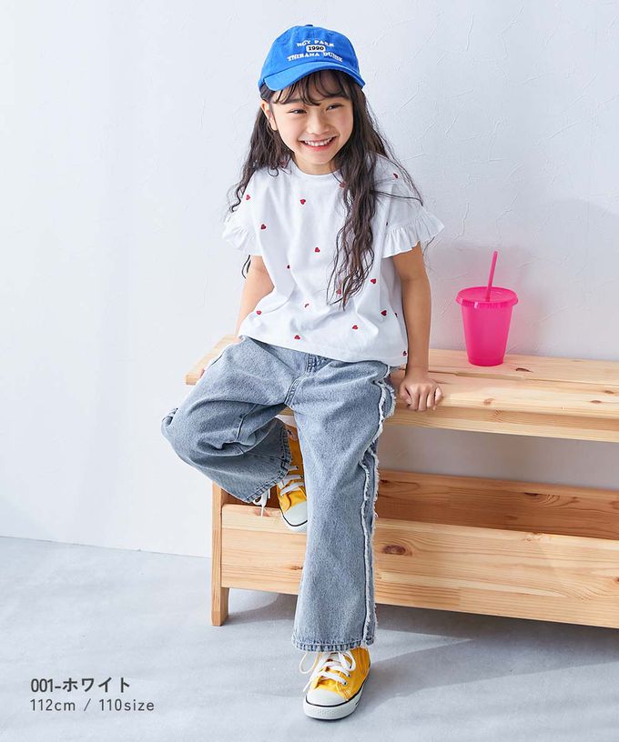 日本 devirock - 小愛心飄逸荷葉短袖上衣-淺灰