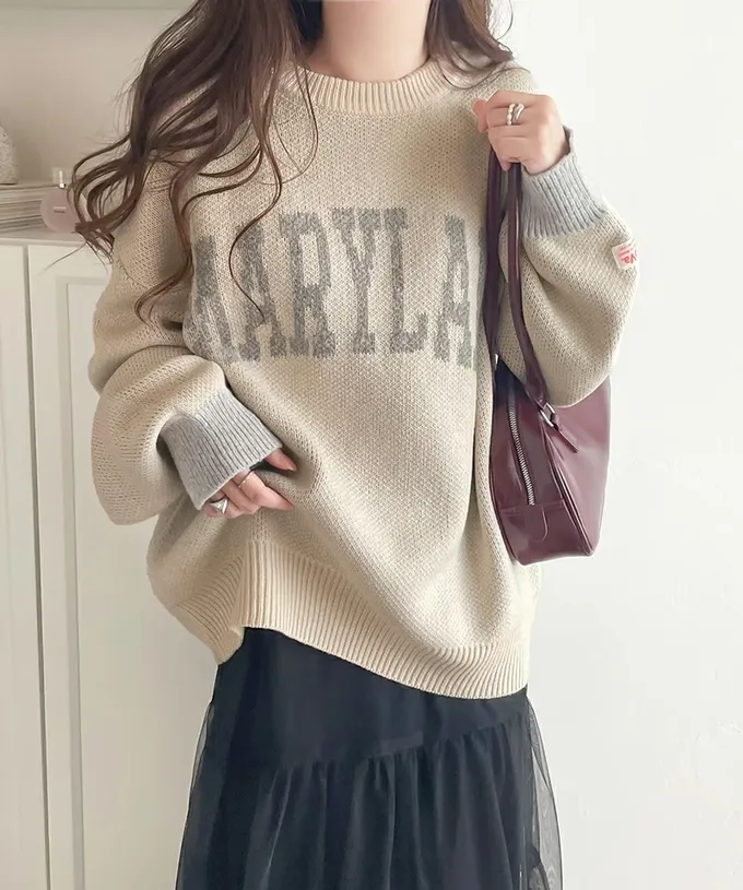 日本 Classical Elf - Java 前後2way袖配色厚針織上衣-杏