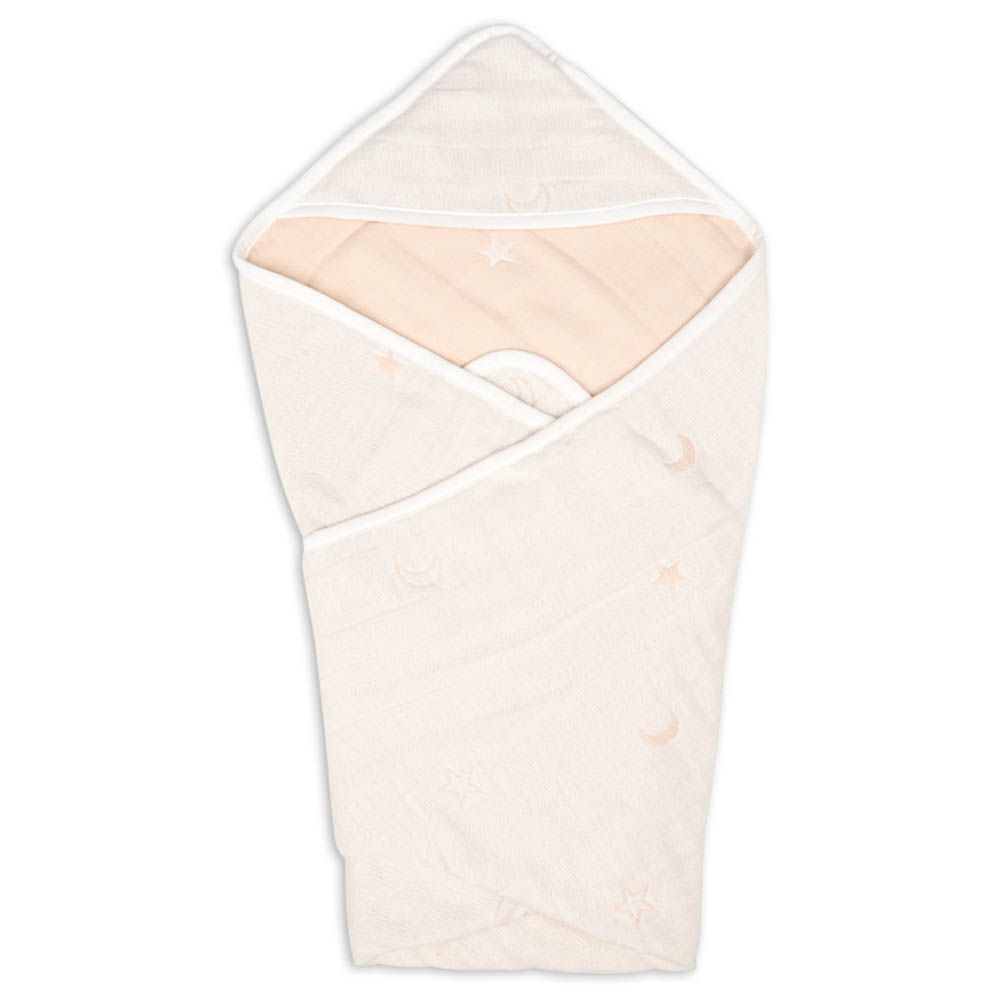 6層棉紗包巾-緹花-淺卡其色 (85×85cm)