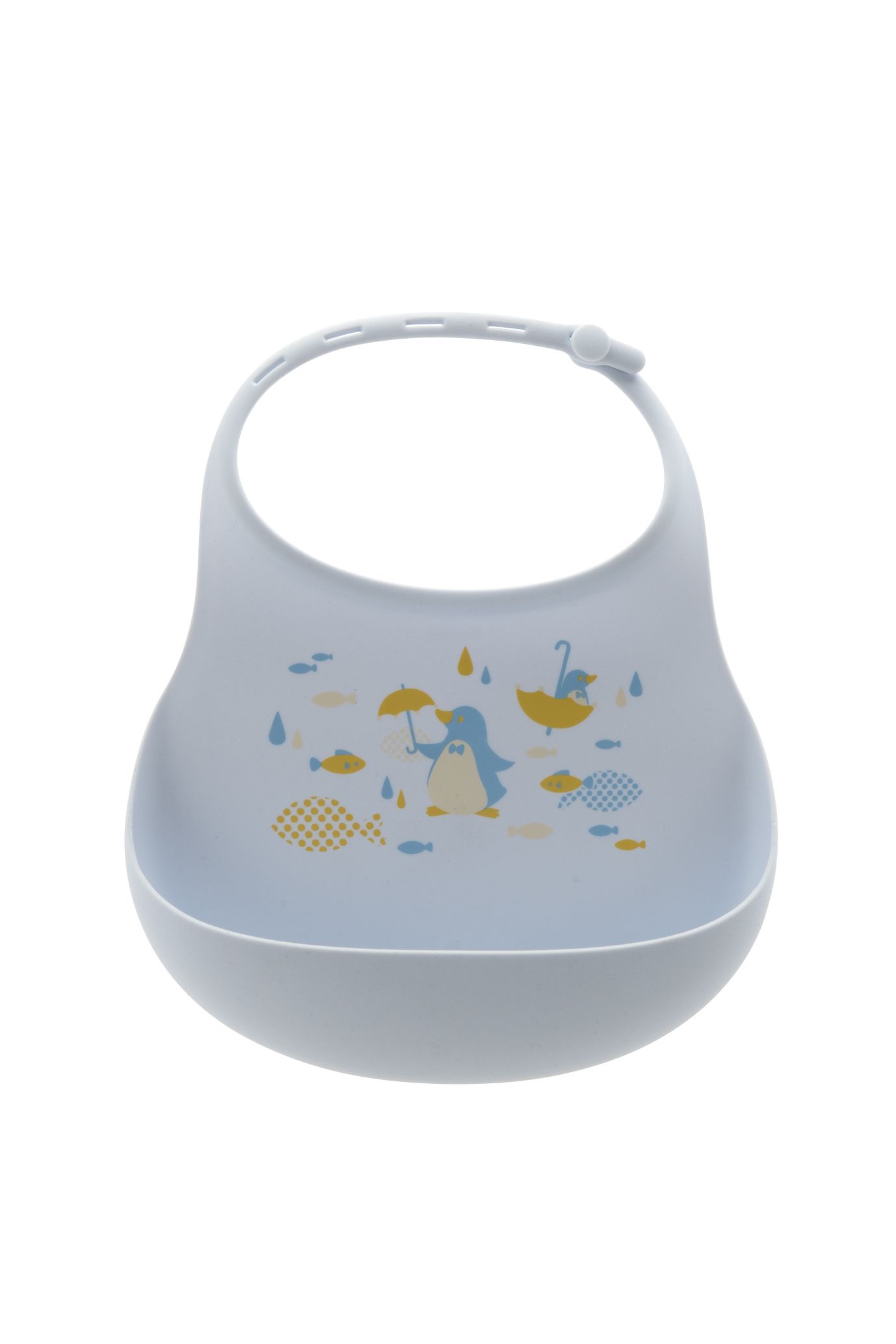 日本 Richell 利其爾 - 萌答答矽膠防水圍兜-矽膠防水-藍