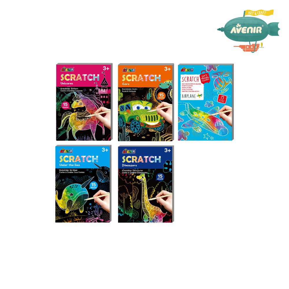 迷你口袋刮畫系列(全系列5款）-恐龍/海洋/汽車/飛機/獨角獸