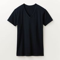 日本千趣會 - 95%棉 V領舒膚短袖發熱衣-爸爸-黑