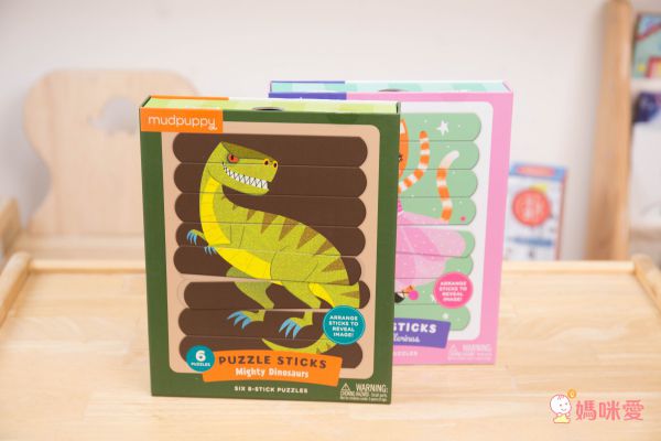 美國 mudpuppy - 排排拼圖棒-幾何動物-24片