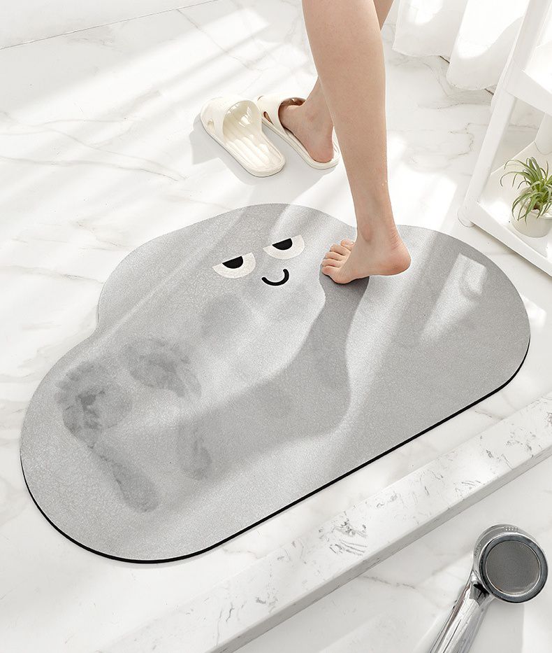 科技絨速乾防滑腳踏墊-震驚小綠花-綠色