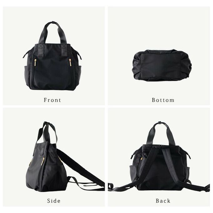 日本 aroco - 9口袋微光澤多功能後背包/手提包-摩卡