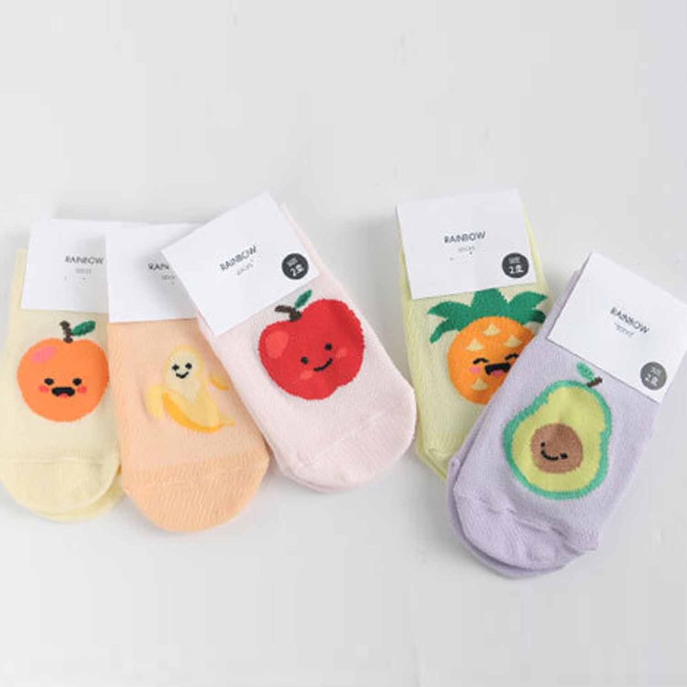 正韓童襪 - (5入組) 中筒襪(較厚款)-水果家族
