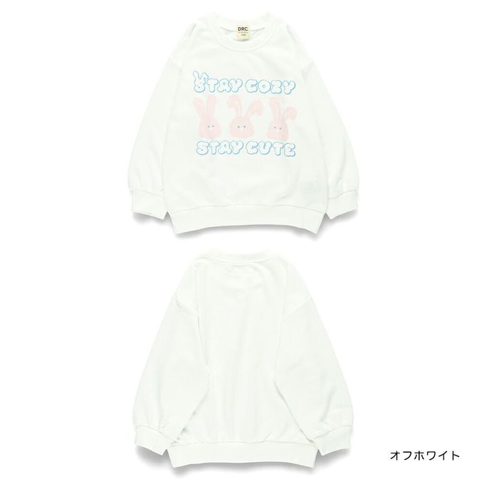 日本 BRANSHES - 可愛女孩印花縮口長袖上衣-熊熊-奶白