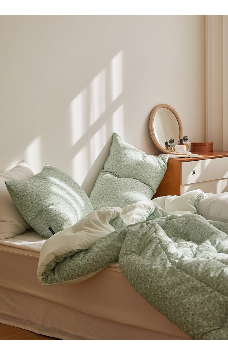 韓國 Maatila - 可水洗超細纖維桃皮感棉被(冬被)-綠庭院花圃