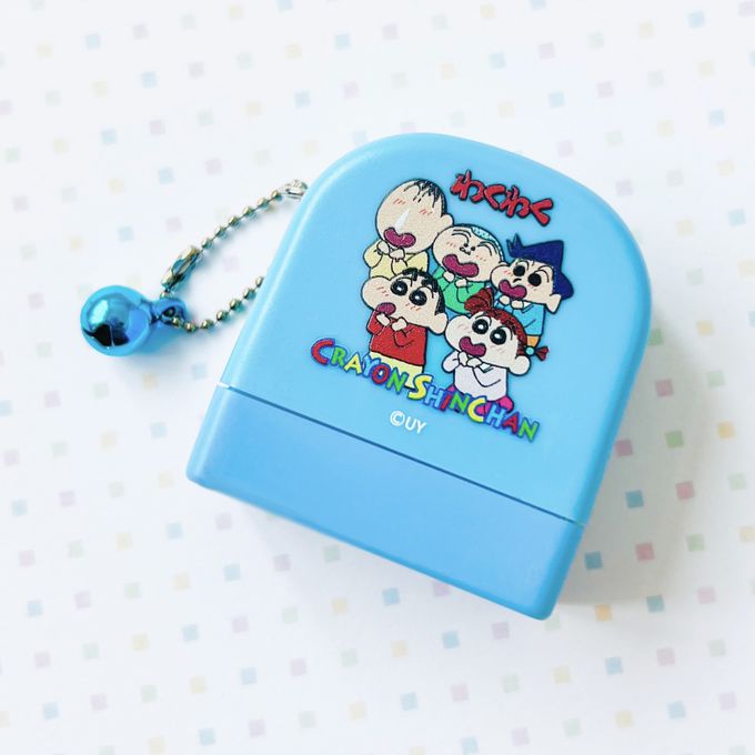 可愛卡通印章 - 彩盒連續章-蠟筆小新－春日部防衛隊(外殼藍)-紫 (3x1cm)