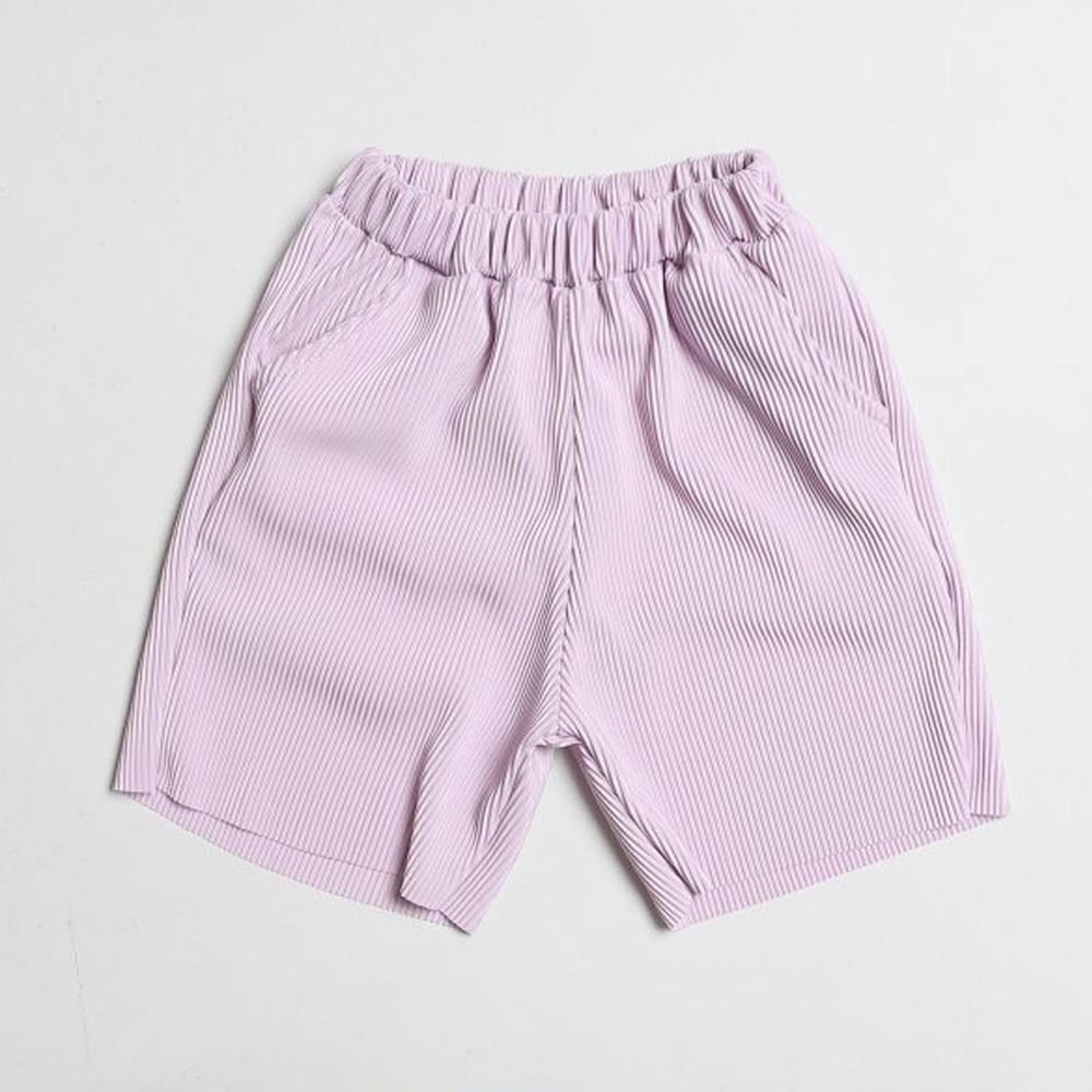 韓國 Dream Baby - 鬆緊腰雙邊口袋紋路感5分短褲-淺紫