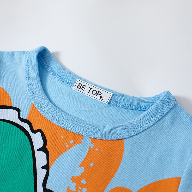 BE TOP - 純棉短袖上衣-海盜鯊魚-藍色