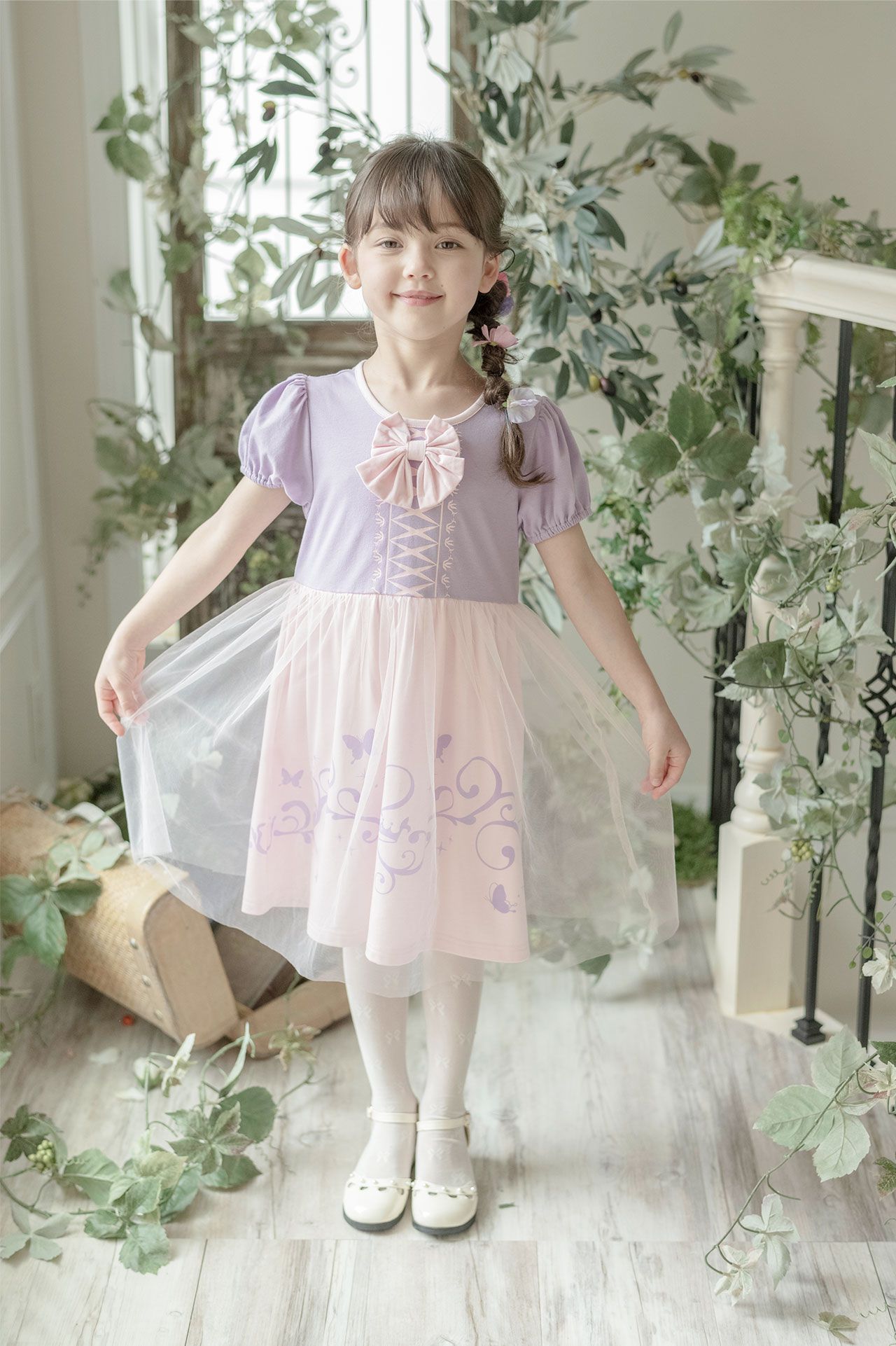 日本 Catherine Cottage - 童話公主薄紗拼接洋裝-深藍x黃