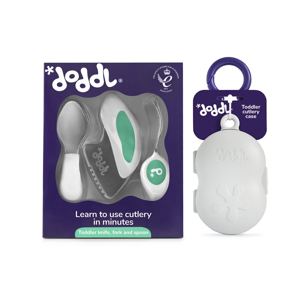 人體工學兒童學習餐具3件組(叉子&湯匙&刀)+餐具攜帶盒