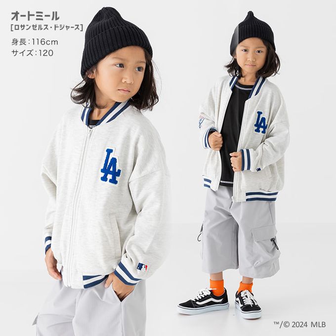 日本 Chil2 - MLB聯名 刺繡logo保暖運動外套-洛杉磯道奇-燕麥