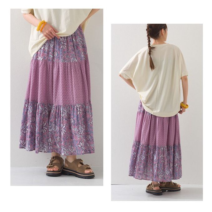 日本 OMNES - 100%印度棉 奢華圖騰長裙-黃