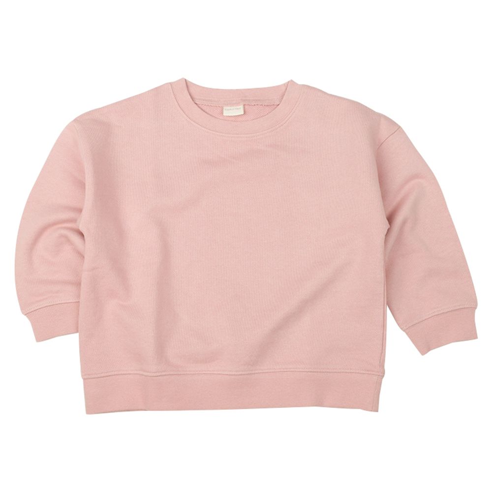 長袖經典休閒上衣-毛圈內裡-粉紅色