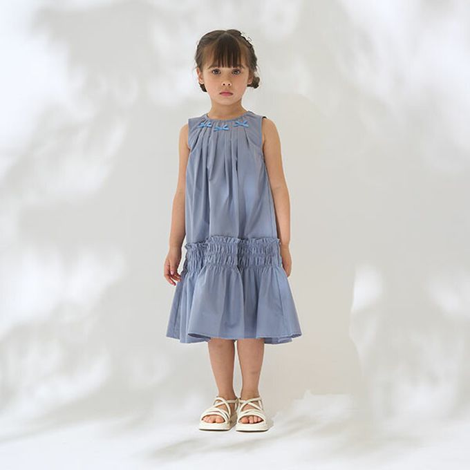 日本 Lycee mine - 甜美蝴蝶結分層無袖洋裝-咖啡