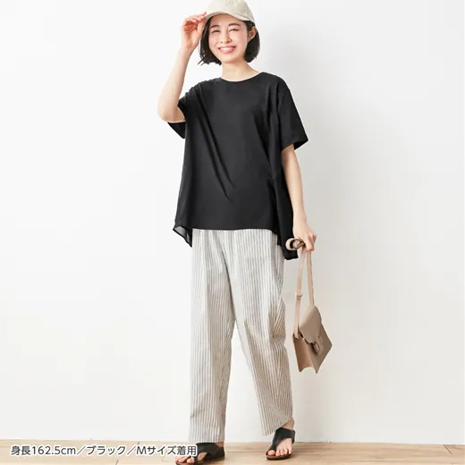 日本 BELLUNA - 防曬涼感 五機能傘狀修身短袖上衣-黑