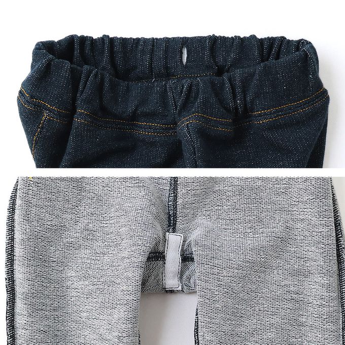 日本 ZOOLAND - 熊熊救援隊 警車標籤舒適牛仔長褲-熊貓口袋-海軍藍