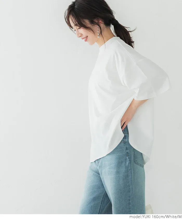 日本 COCA - 100%美國棉 落肩寬袖上衣-米白