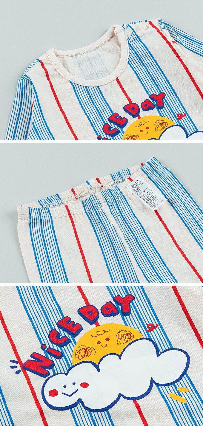 韓國 Cordi-i - 無螢光40支棉彈性長袖家居服-雲朵太陽